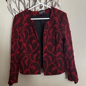 Caterina Women's Red and Black Textured Blazer